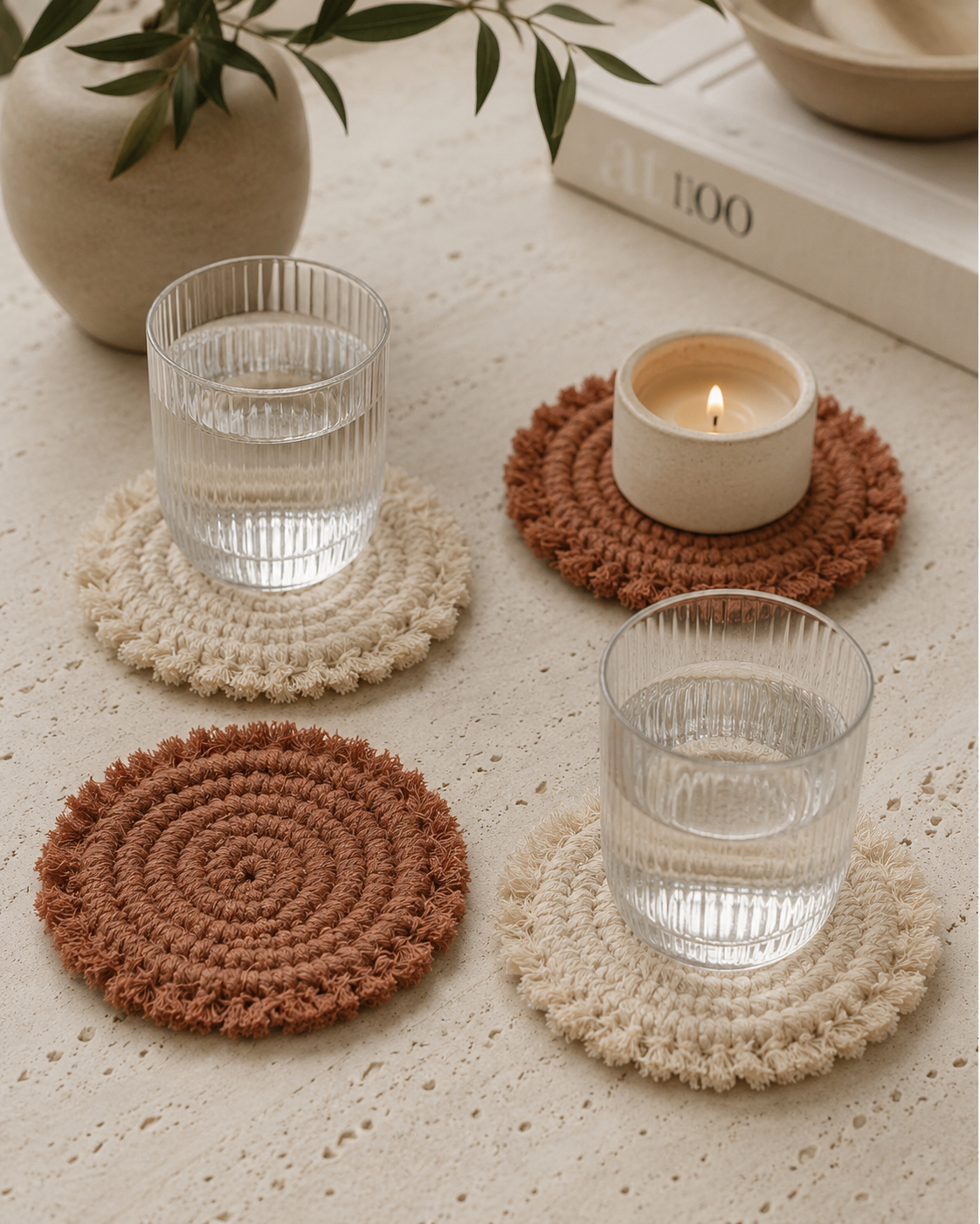 Natural Mixed Coaster Set