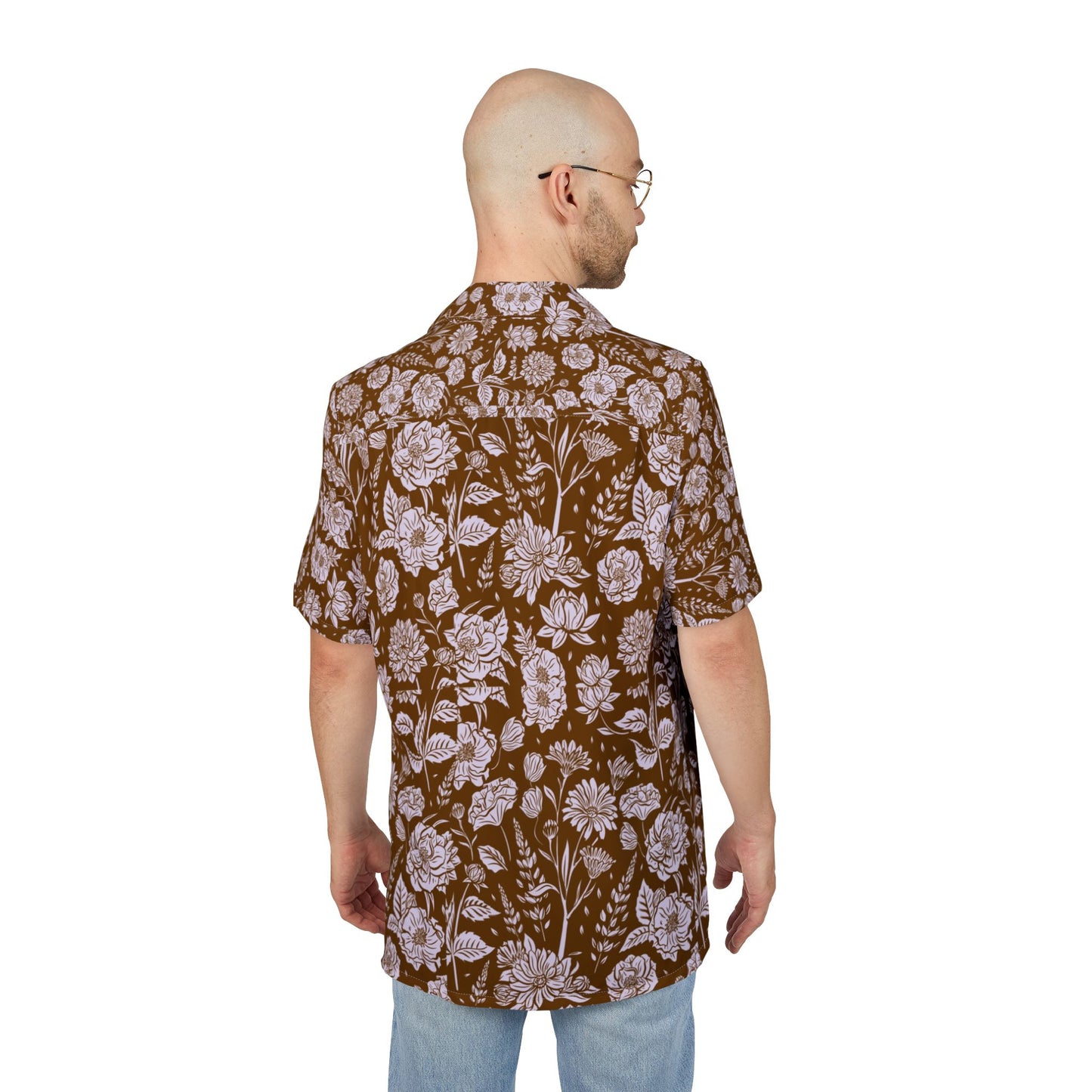 Hawaiian Shirt — Unisex Vintage Brown Floral Aloha Button‑Down