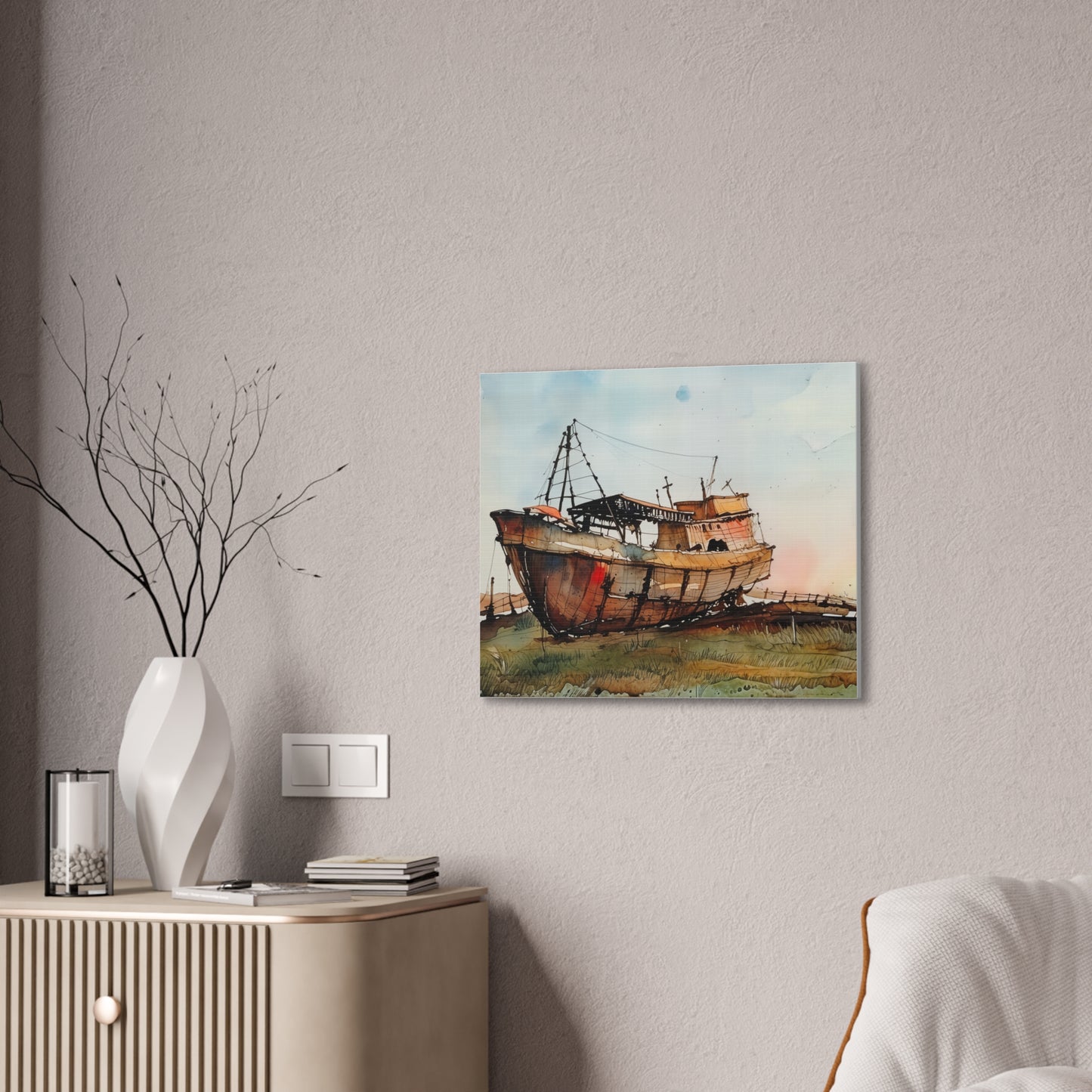Rustic Ship Canvas Wall Art, Nautical Decor, Ocean Lover Gift, Beach House Wall Art, Maritime Home Decor