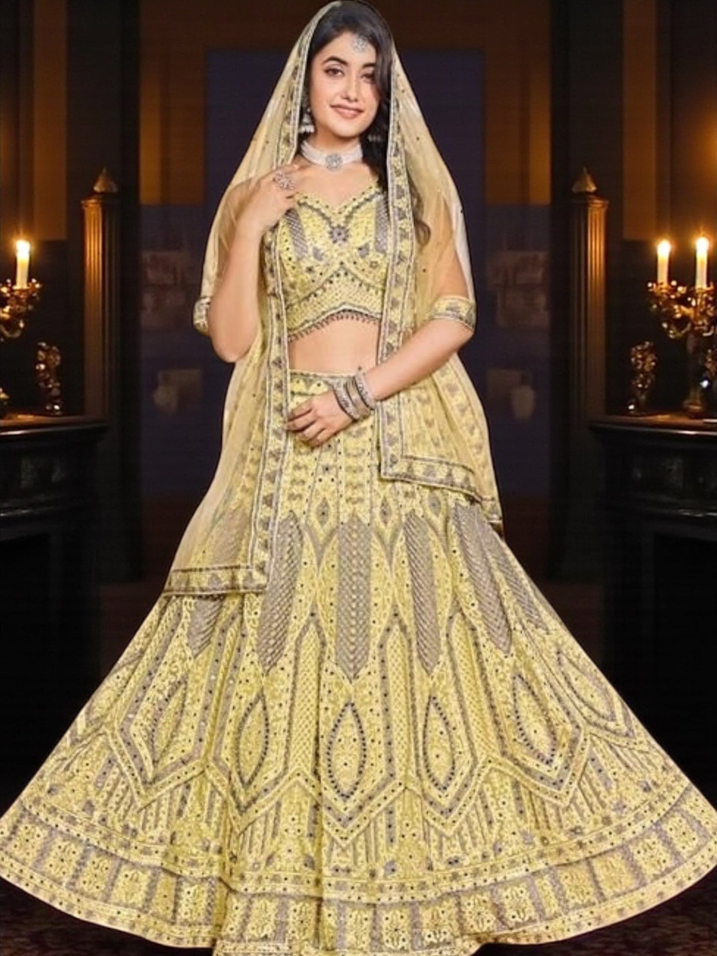 Light yellow Lehenga set