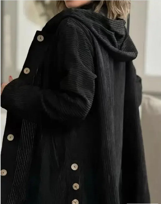 Corduroy Hooded Jacket Black