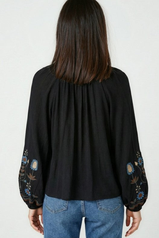 Miss Sparkling Bohemian Embroidered Floral Blouse