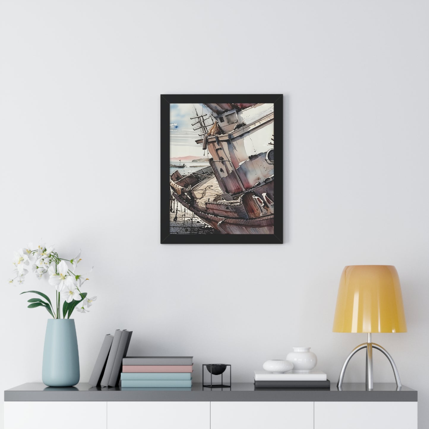 Nautical Framed Vertical Poster | Coastal Wall Art, Maritime Decor, Boat Artwork, Beach House Decor, Gift for Sailors