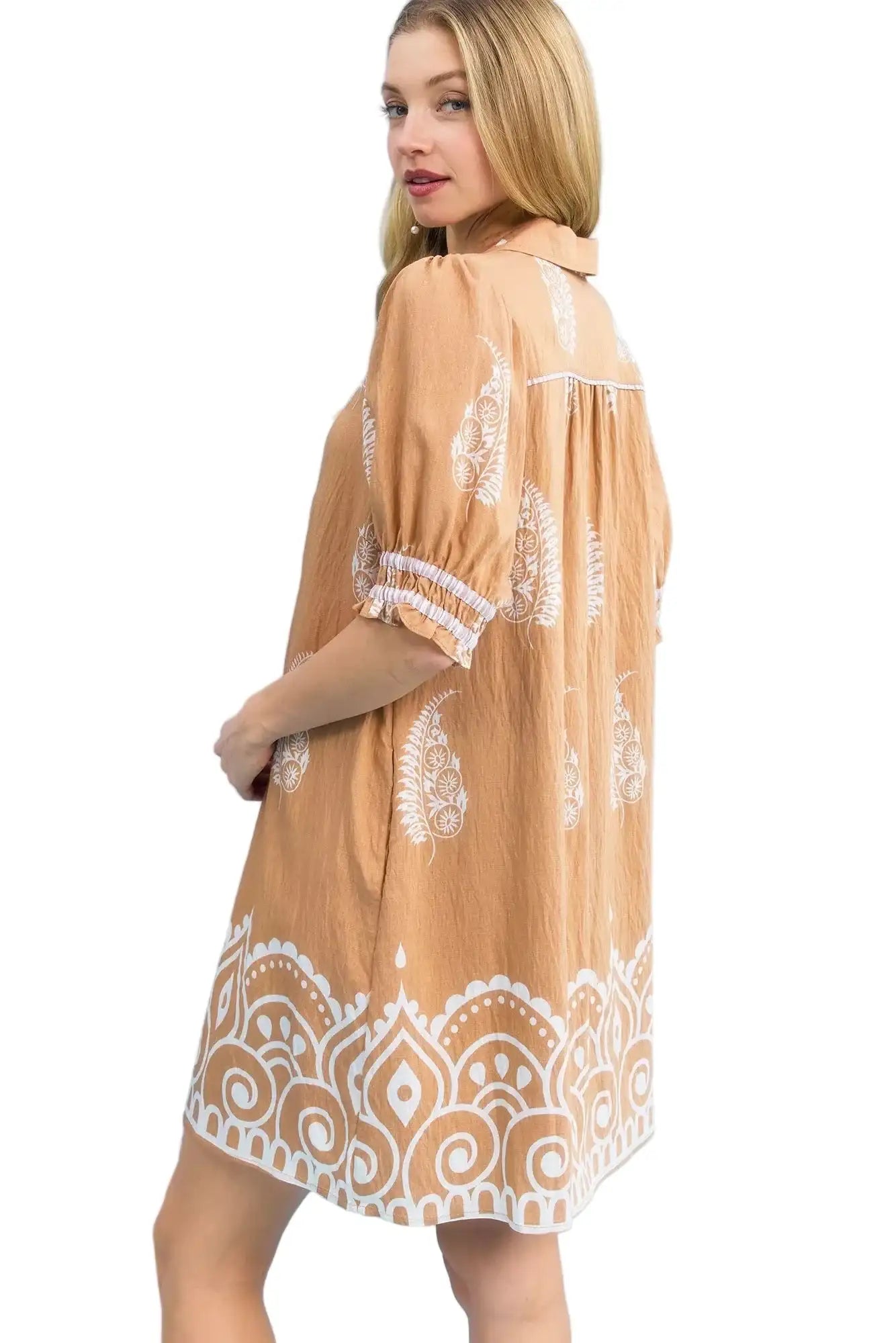 Umgee Paisley Mandala Print Babydoll Dress