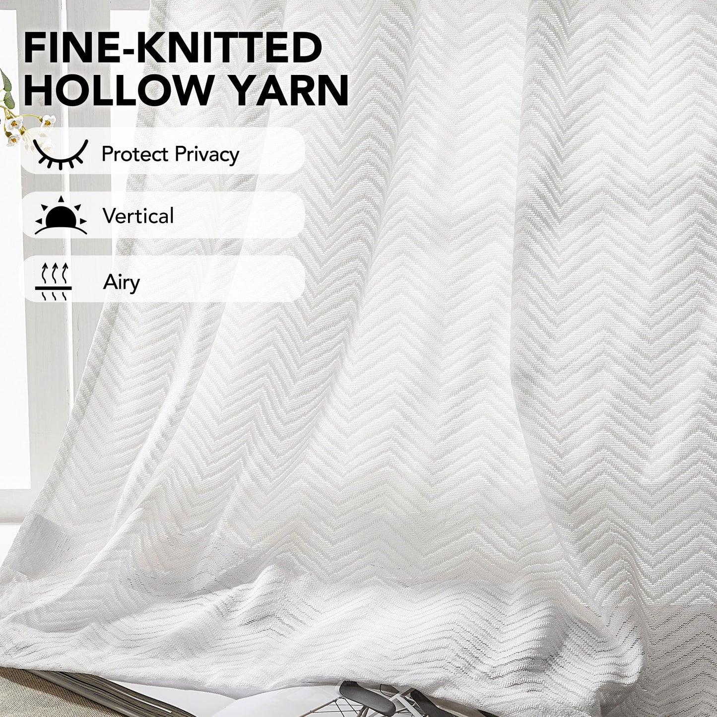 Ombre Sheer Voile Curtains, Rod Pocket, Light Grey