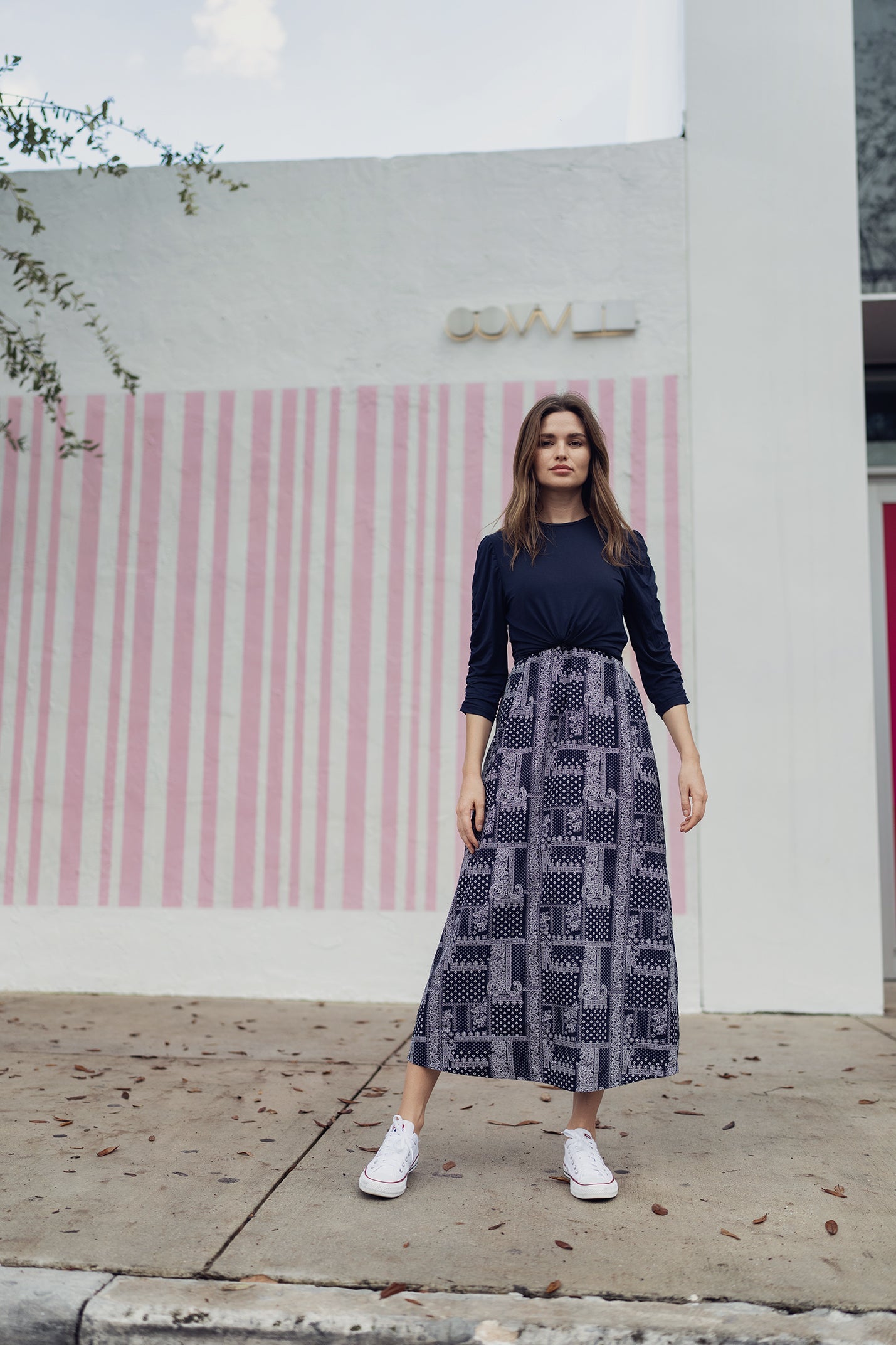 MODAL RUCHED T SHIRT NAVY
