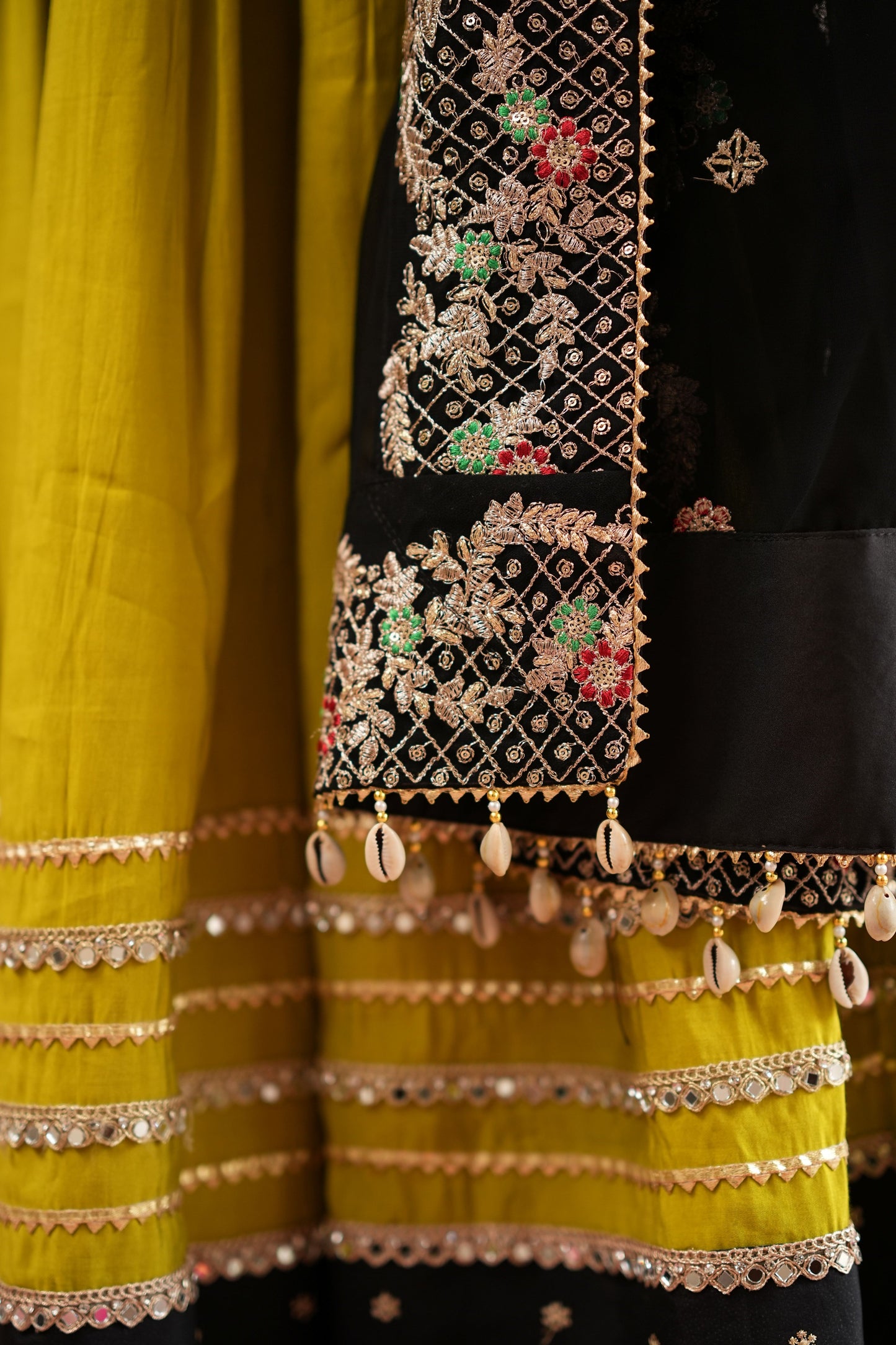 Mehendi Green Lehenga with Black Dupatta