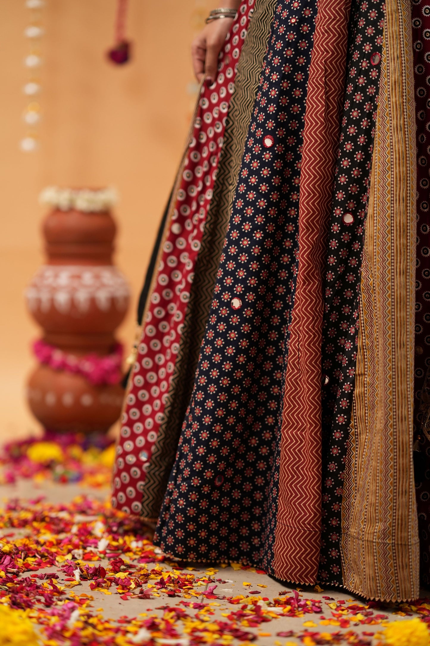 Multicolor Ajrakh Patchwork Lehenga