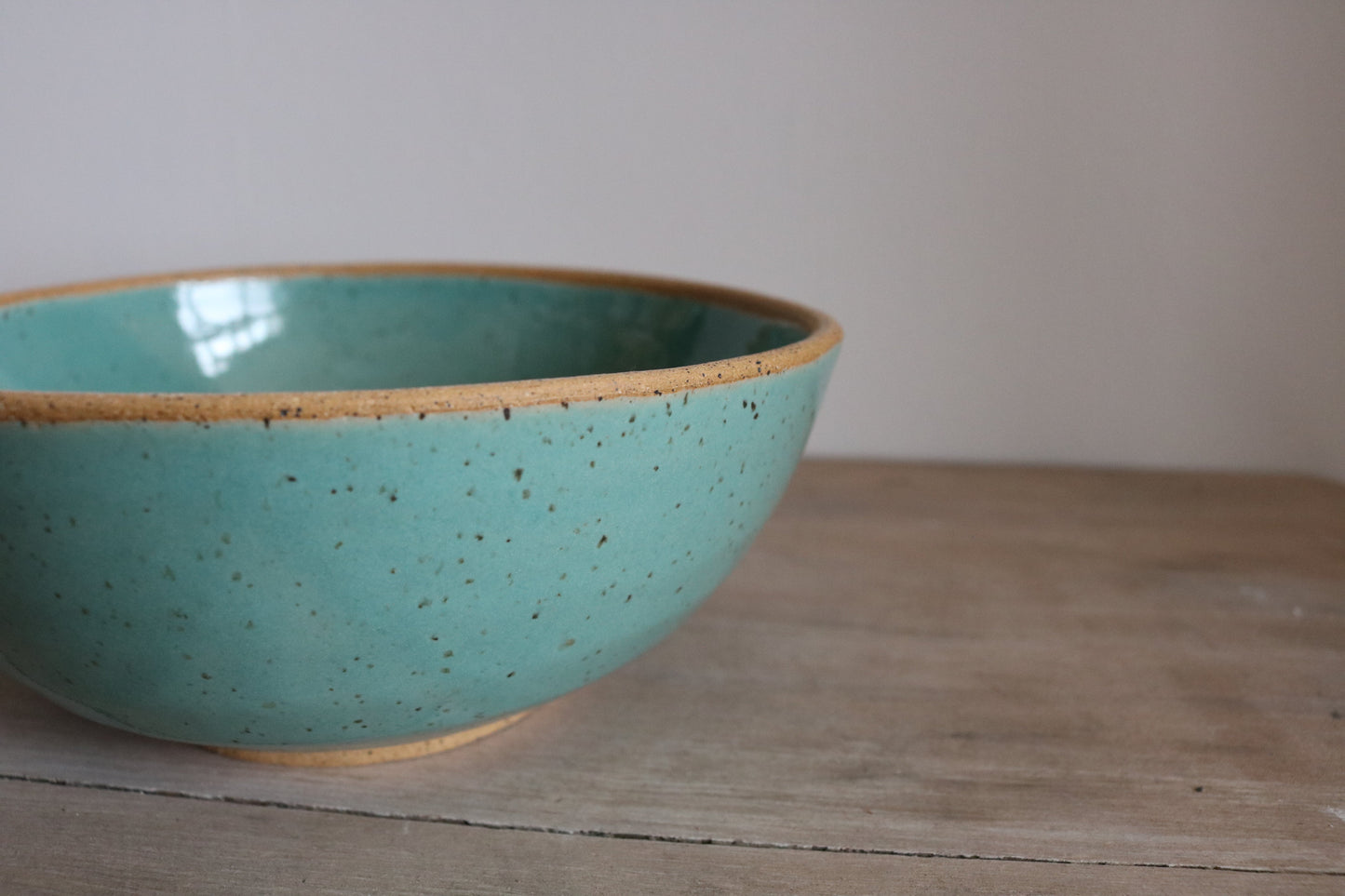 Cereal Bowl Teal Green Raw Rim