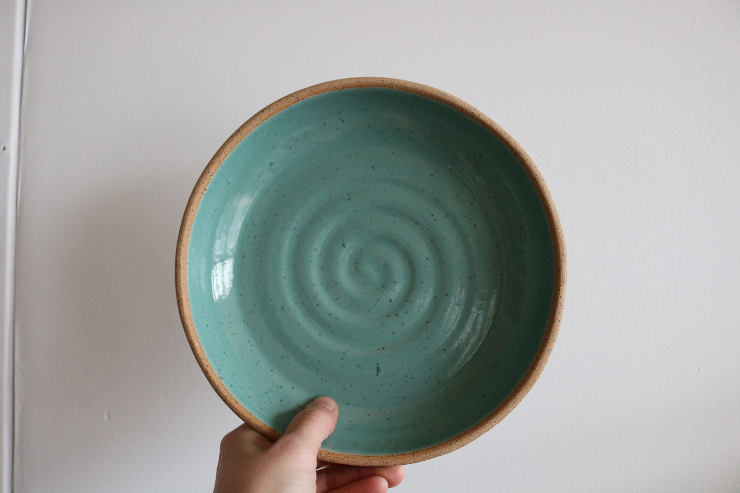 Pasta Bowl Teal Green Raw Rim