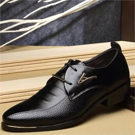 British Style Lace-Up Pointed Toe Leather Shoes Black 47