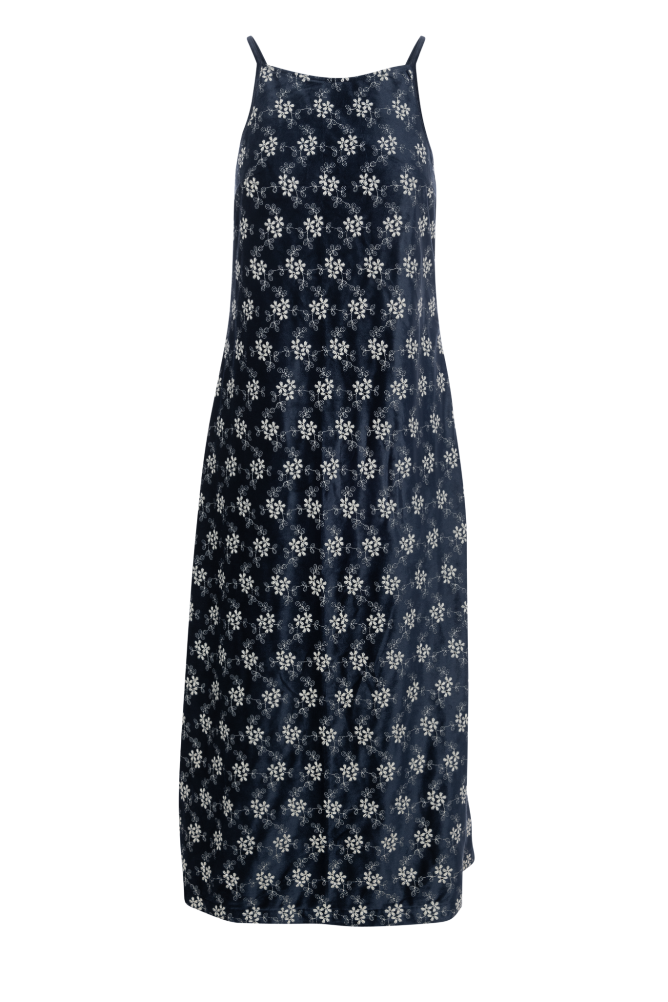 Velvet Embroidered Midi Jumper Dark Navy Cream