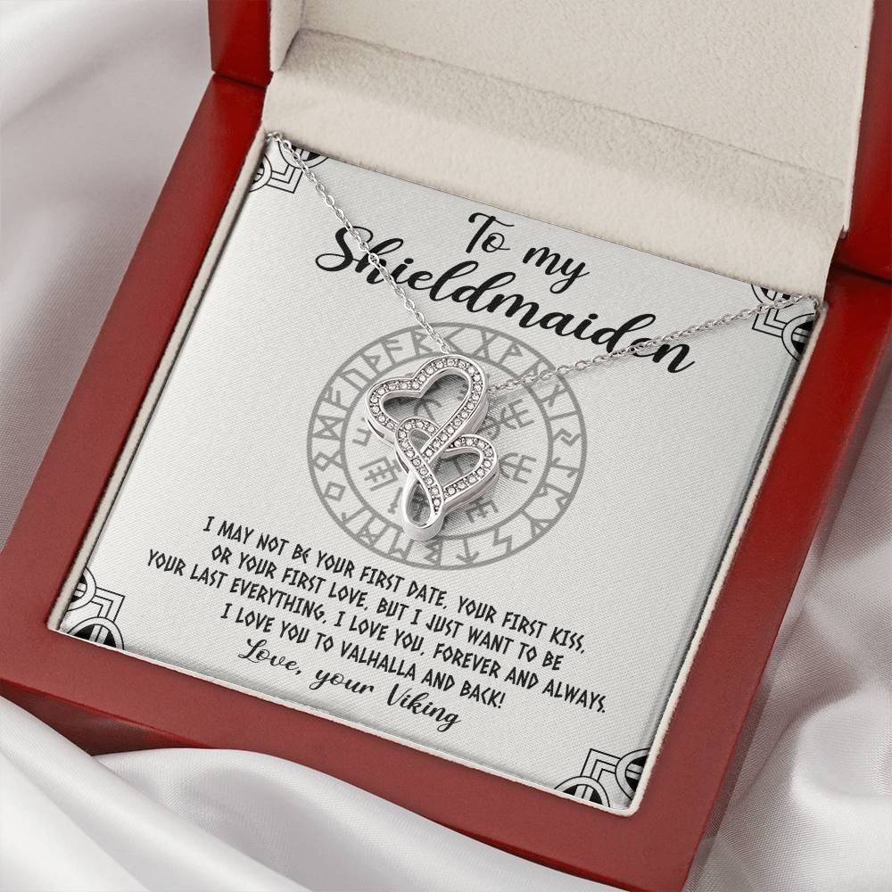 To My Shieldmaiden Necklace - Love Your Viking - Shieldmaiden Jewelry Shieldmaiden Necklace Pendant Nordic Necklace N Double Hearts Necklace Luxury Box