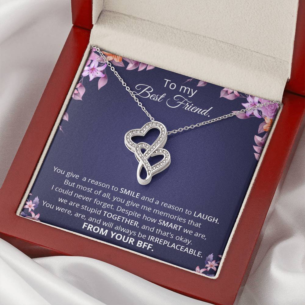 To My Best Friend Necklace Love Knot Pendant Valentines Day Gift For Friend Jewelry Silver Friendship Present Valentin Double Hearts Necklace Luxury Box