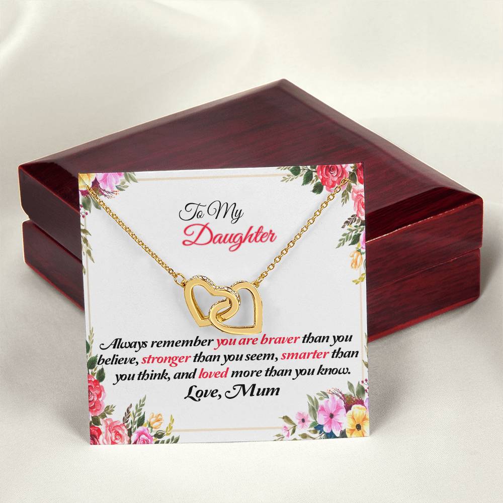 To My Daughter Joined Hearts Pendant Necklace From Mum Interlocking Hearts Necklace 18K Yellow Gold Finish Luxury Box
