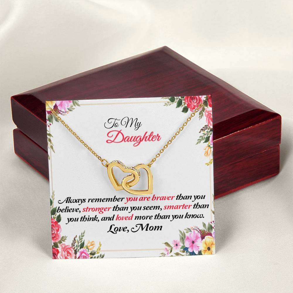 To My Daughter Joined Hearts Pendant Necklace Interlocking Hearts Necklace 18K Yellow Gold Finish Luxury Box