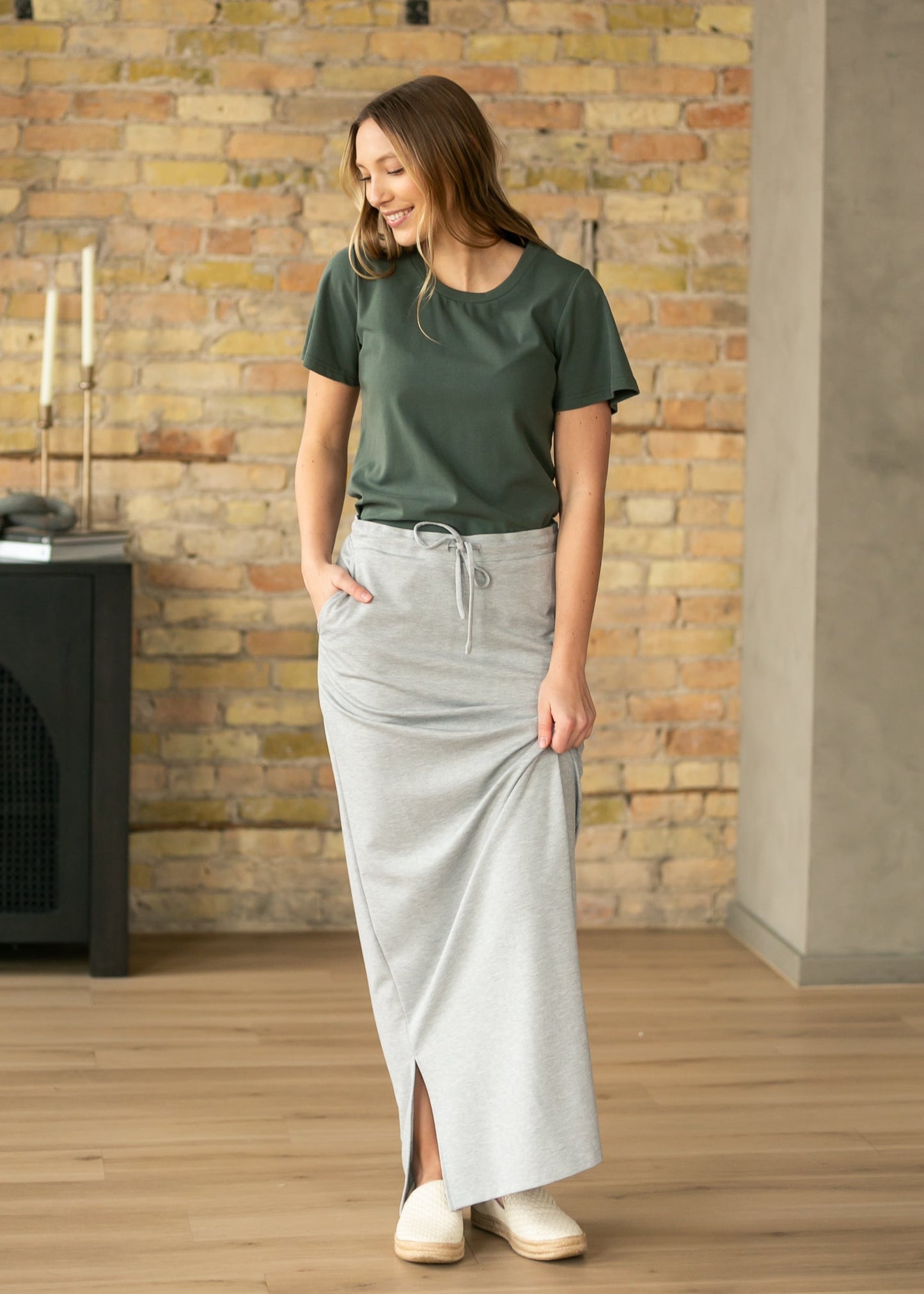 Bradi Side Zipper Athletic Maxi Skirt