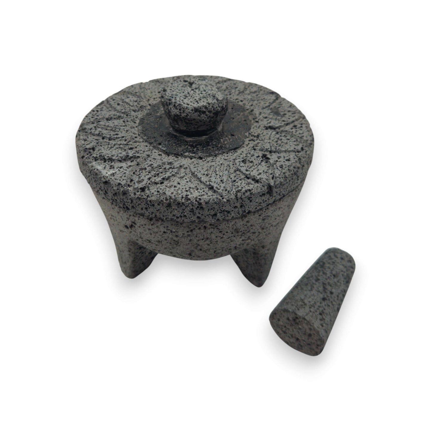 Sunflower Lid Volcanic Molcajete | Mexican Mortar & Pestle