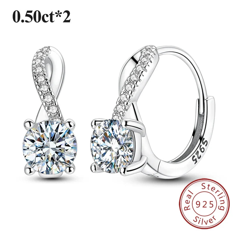 1.0ct Moissanite Hoop Earrings 925 Sterling Silver Wrap For Women Wedding Wrap Hoop