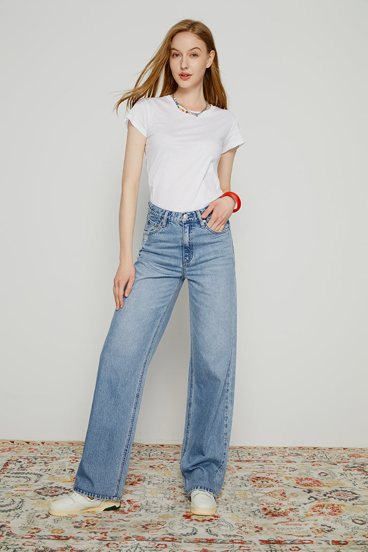 Coney Island Whitefish High Rise Wide Jeans HJ007 Walking Slow