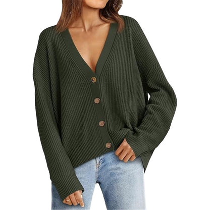 Women’s Lightweight Button Cardigan Army Green