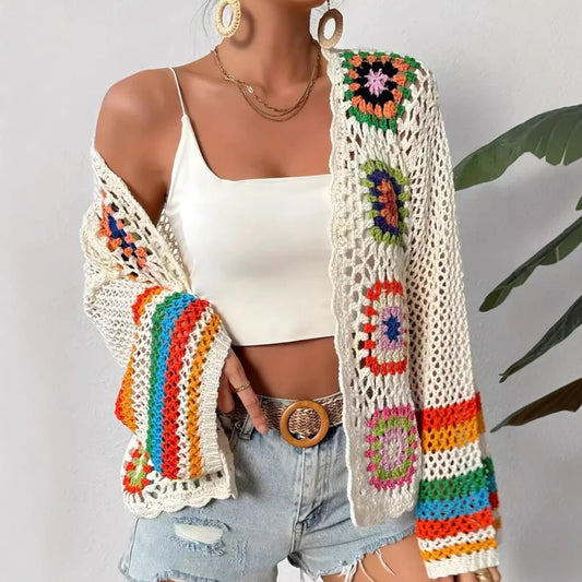 Hand-Crocheted Knitted Cardigan for Women