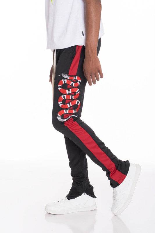Snake Patched Track Pants BLACK