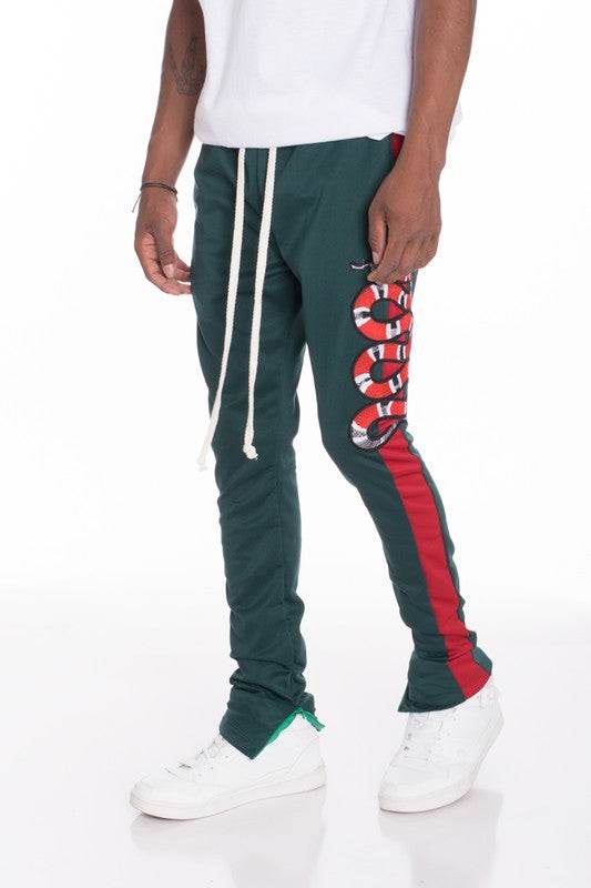 Snake Patched Track Pants GREEN