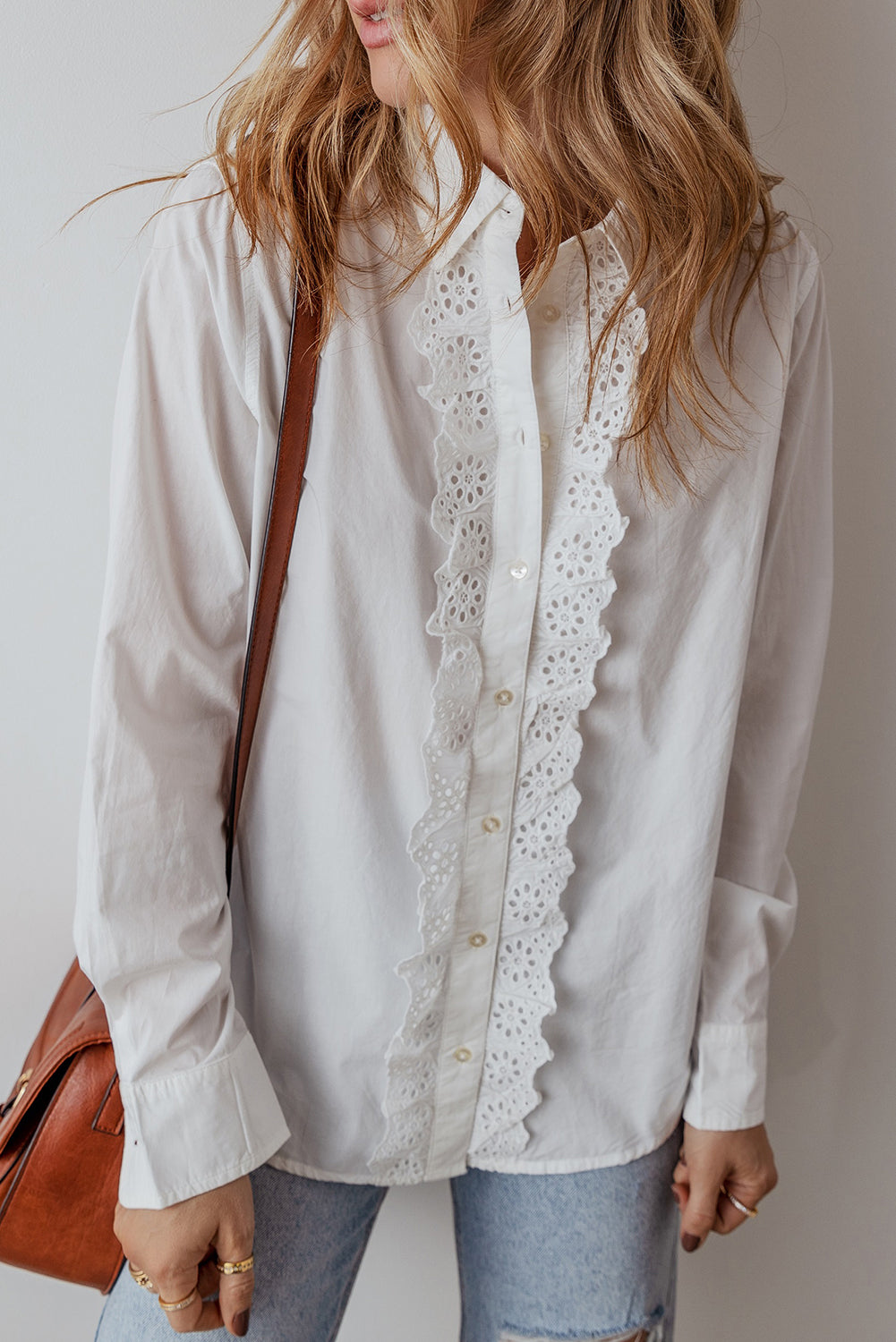 Zyla Turn Down Collar Shirt White