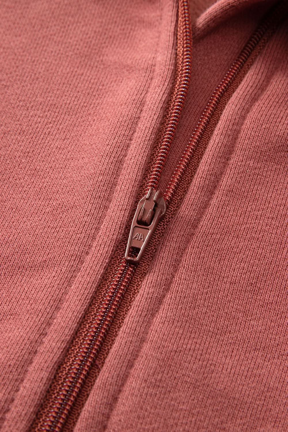 Green Zip Stand Collar Ribbed Thumbhole Sleeve Sweatshirt