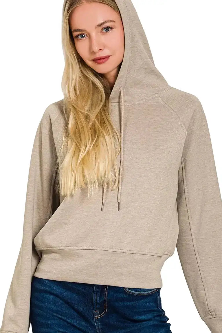 Zenana Drawstring Scuba Hoodie