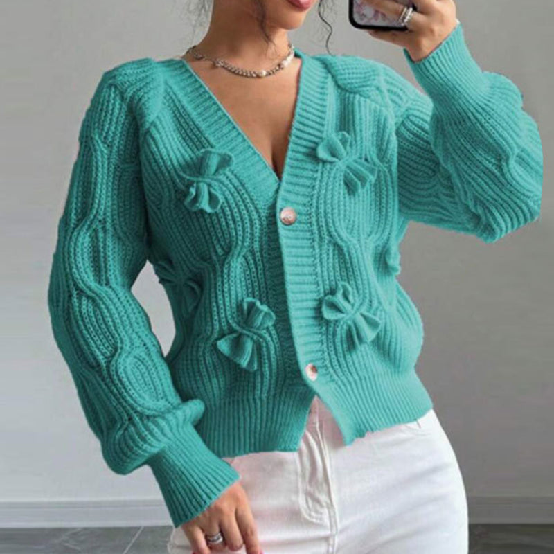Women's Bow Cropped Cardigan Green