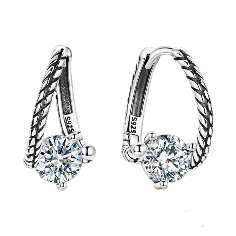 1.0ct Moissanite Hoop Earrings S925 Sterling Silver Snake Bone For Women Snake Bone Hoop