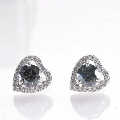 1 Ct 6.5mm Pink Moissanite Heart Stud Earrings 925 Sterling Silver gray