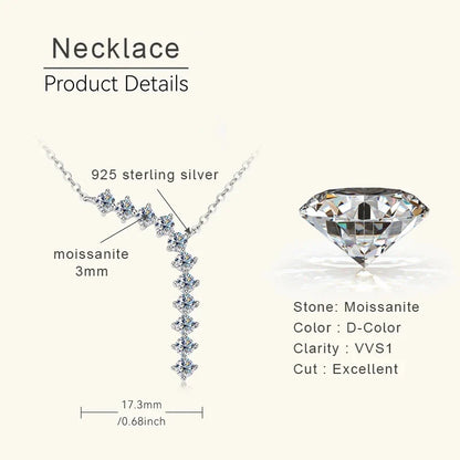 1.7ct Moissanite Necklace And Earrings Set 925 Sterling Silver Y Pendant D silver necklace