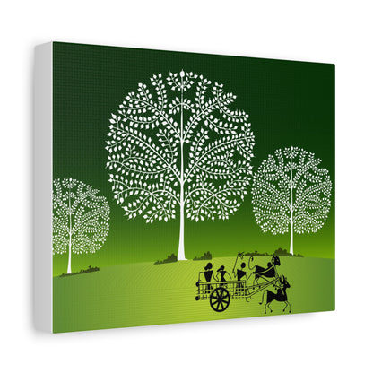 Tribal Art Artistic Nature Canvas Wall Decor, Eco-Friendly Home Art, Green Tree Print, Rustic Farmhouse Decor, Living Room Wall Art, Gift Idea