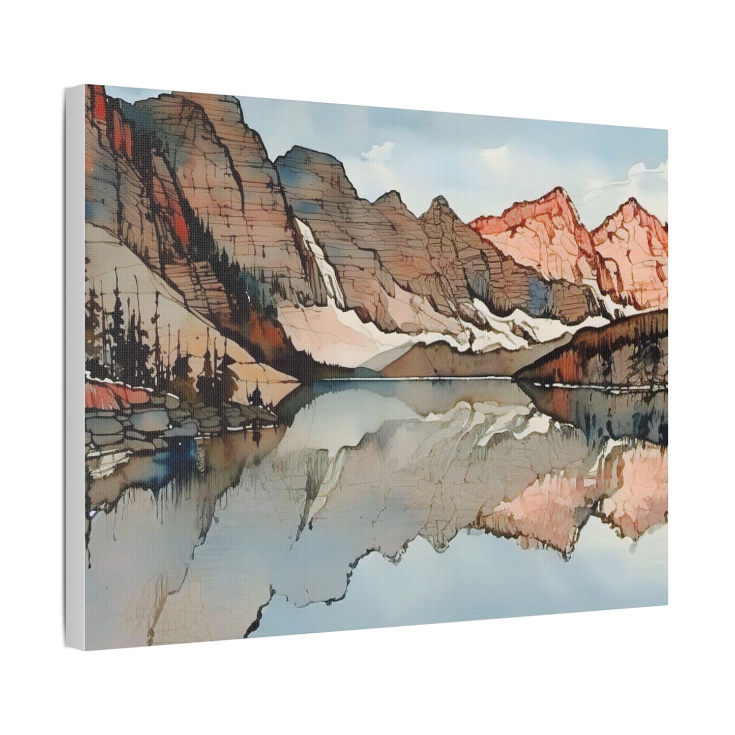 Satin Canvas Wall Art - Scenic Mountain Reflection, Nature Decor, Home Aesthetic, Gift for Nature Lovers, Rustic Wall Decor