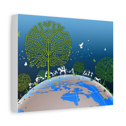 Eco-Friendly Tribal Canvas Art Print, Nature Wall Decor, Earth-Themed Artwork, Sustainable Home Decoration, Green Living Gift