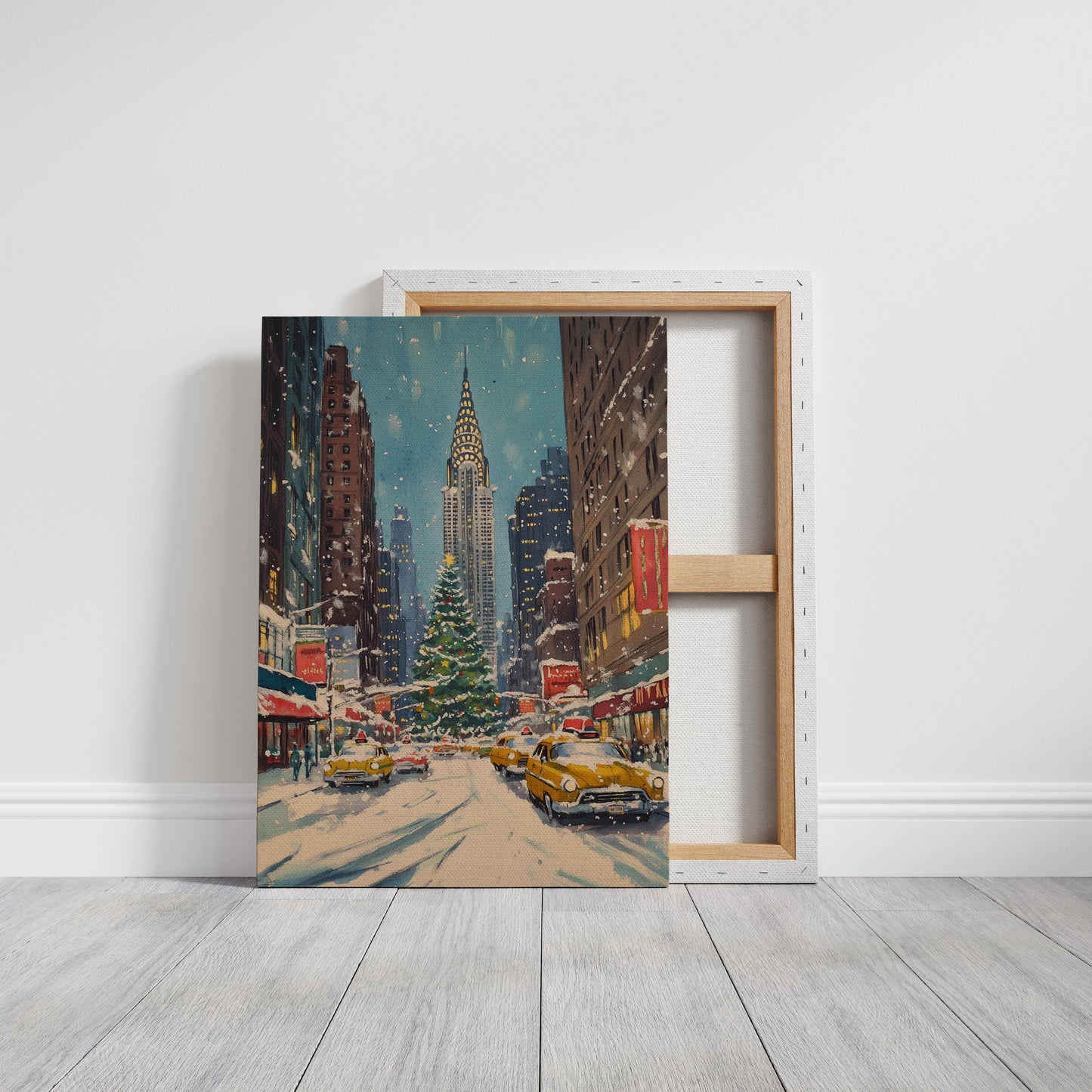 New York Winter Christmas Cityscape Gallery Canvas 12" x 16"