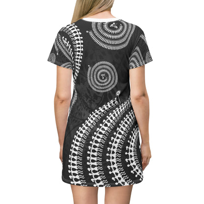 Boho Chic Spiral T-Shirt Dress – Casual & Trendy Wear