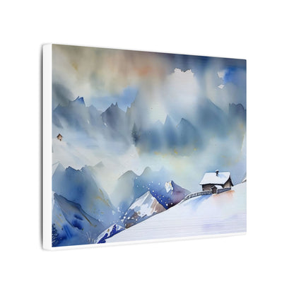 Mountain Retreat Matte Canvas Art, Cozy Home Decor, Winter Landscape Wall Art, Gift for Nature Lovers, Scenic Artwork