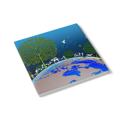 Eco-Friendly Ceramic Coaster Set, Nature-Inspired Drink Coasters, Gift for Earth Lovers, Home Décor, Green Living