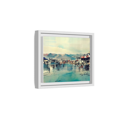 Artistic Framed Canvas Print - Tranquil Harbor Scene, Wall Decor, Home Decor, Gift for Art Lovers, Coastal Vibe