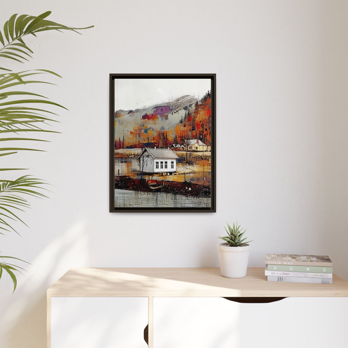 Autumn Landscape Framed Canvas Print – Cozy Home Wall Art for Nature Lovers