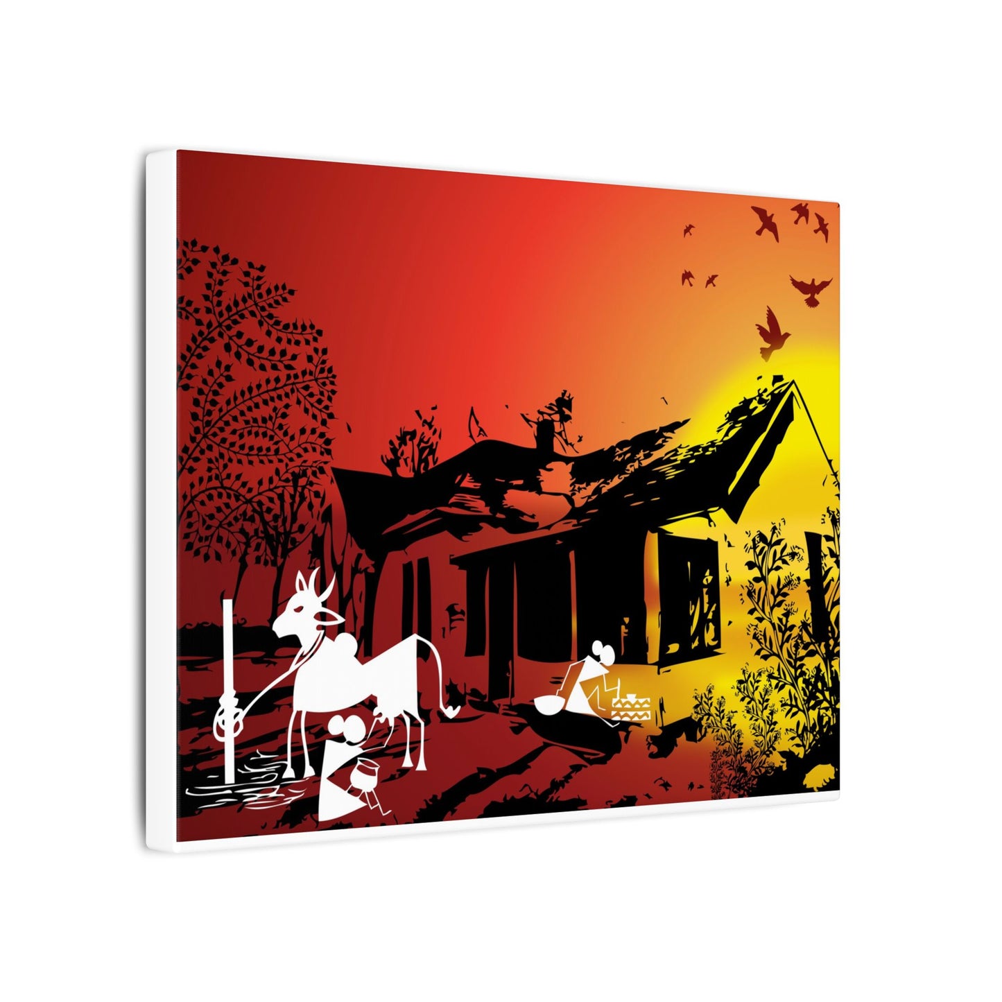 Sunset Tribal Farmhouse Canvas Art Print, Rustic Home Decor, Farmhouse Wall Art, Unique Gift, Country Vibes, Kitchen Wall Decor