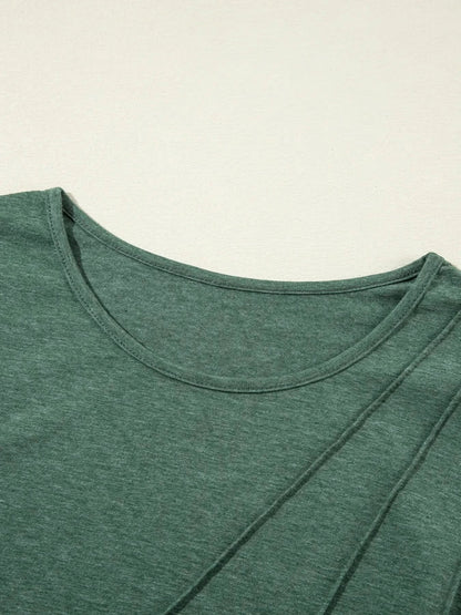Asymmetric Seam Detail Long Sleeve Top for Women Casual