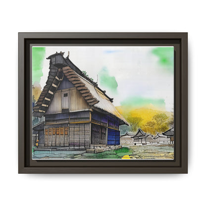 Colorful Framed Canvas Art – Japanese Architecture Wall Decor