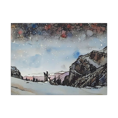 Scenic Canvas Wall Art, Mountain Landscape Decor, Starry Night Artwork, Nature Lover Gift, Home Interior Accent, Holiday Decoration