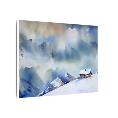 Mountain Retreat Matte Canvas Art, Cozy Home Decor, Winter Landscape Wall Art, Gift for Nature Lovers, Scenic Artwork