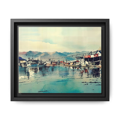 Artistic Framed Canvas Print - Tranquil Harbor Scene, Wall Decor, Home Decor, Gift for Art Lovers, Coastal Vibe